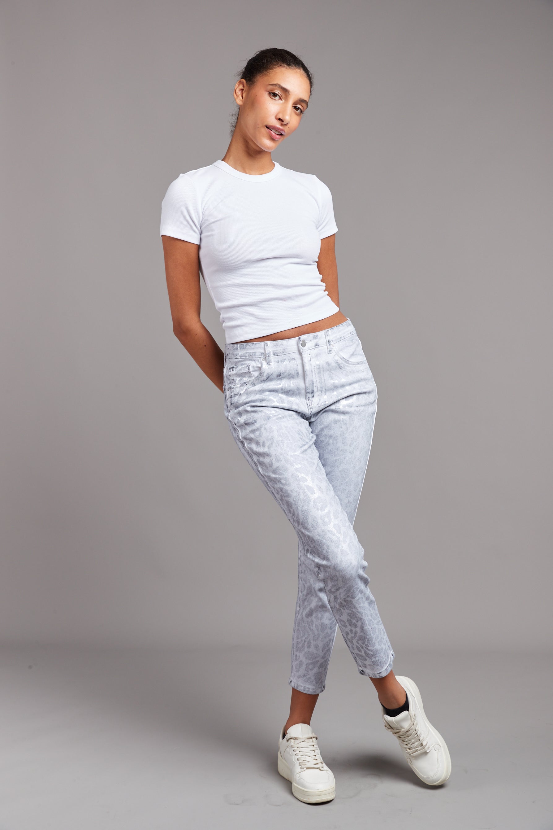 Jean enduit clearance blanc