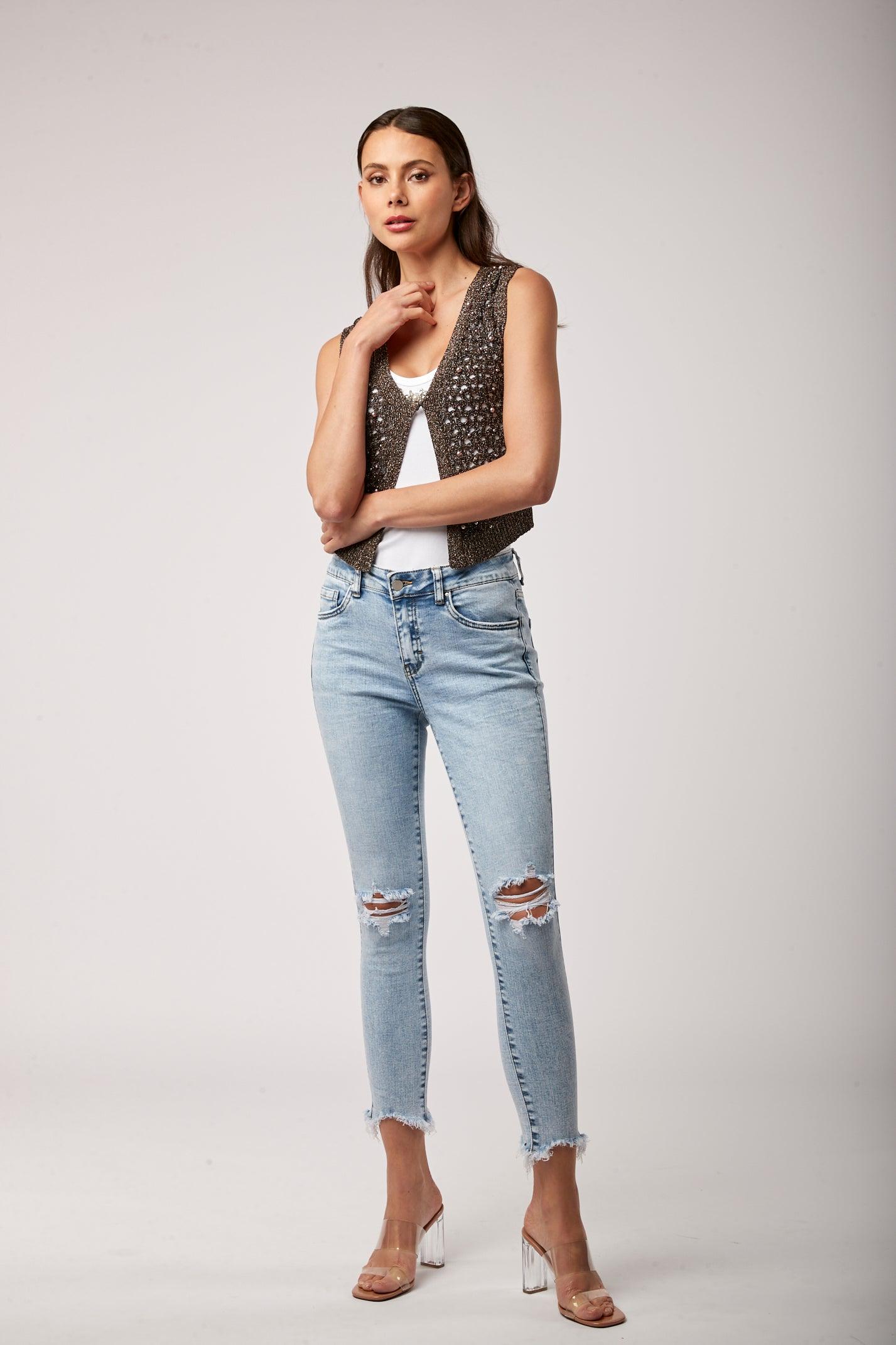 Jean skinny troué hot sale