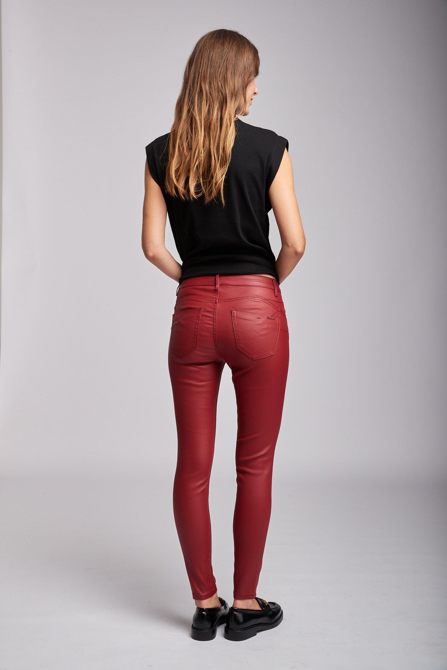 Pantalon best sale enduit rouge