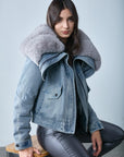 Manteau denim col fourrure - Shania