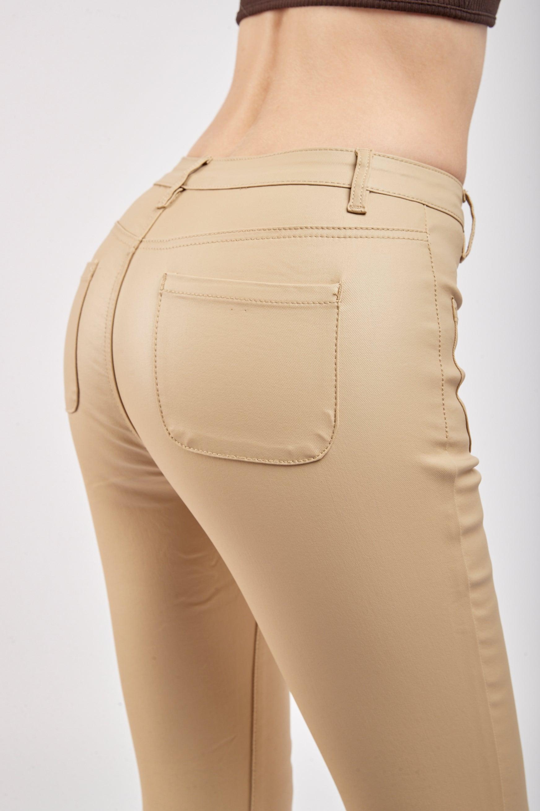 Pantalon beige simili discount cuir