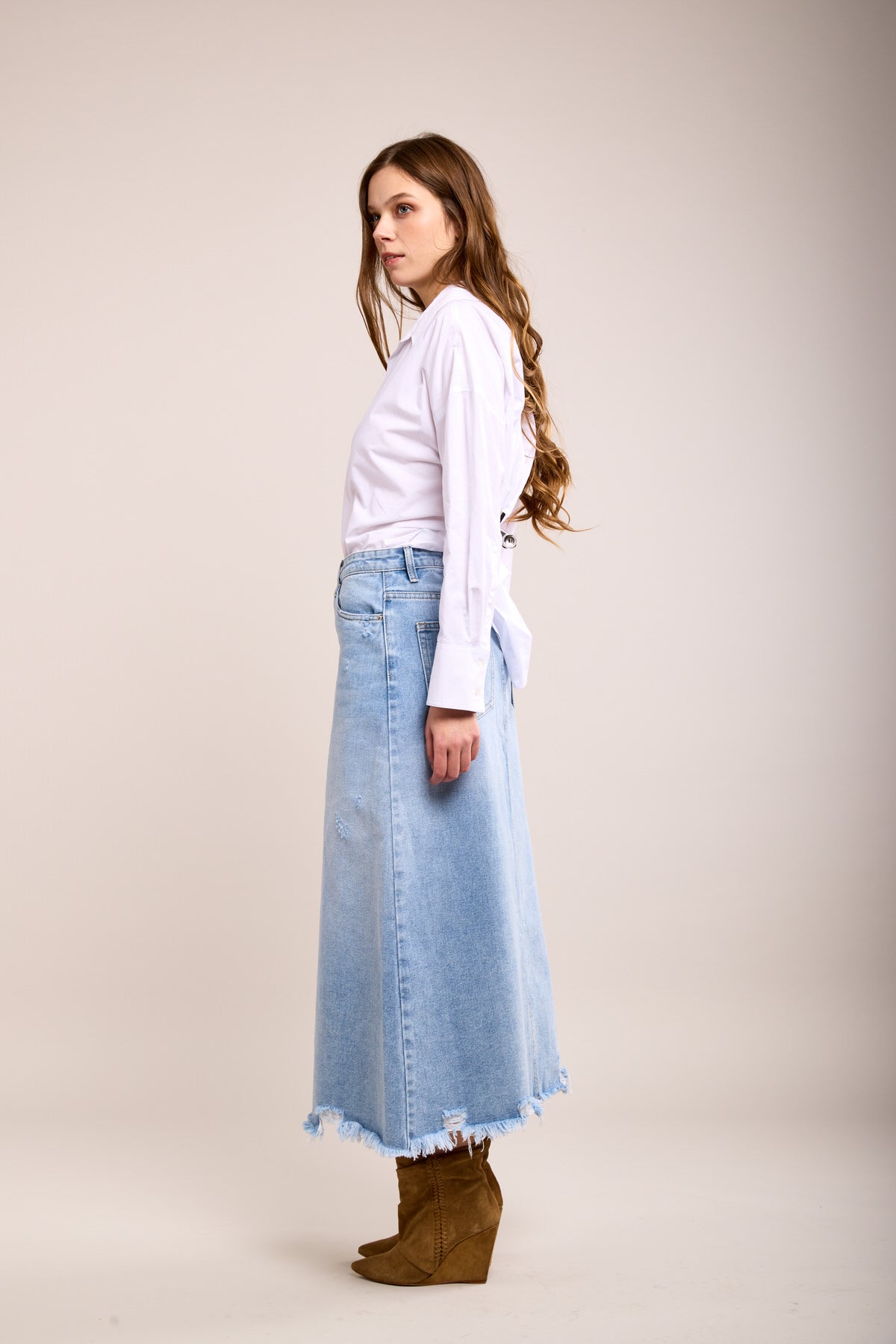 Lange split denim rok - erine