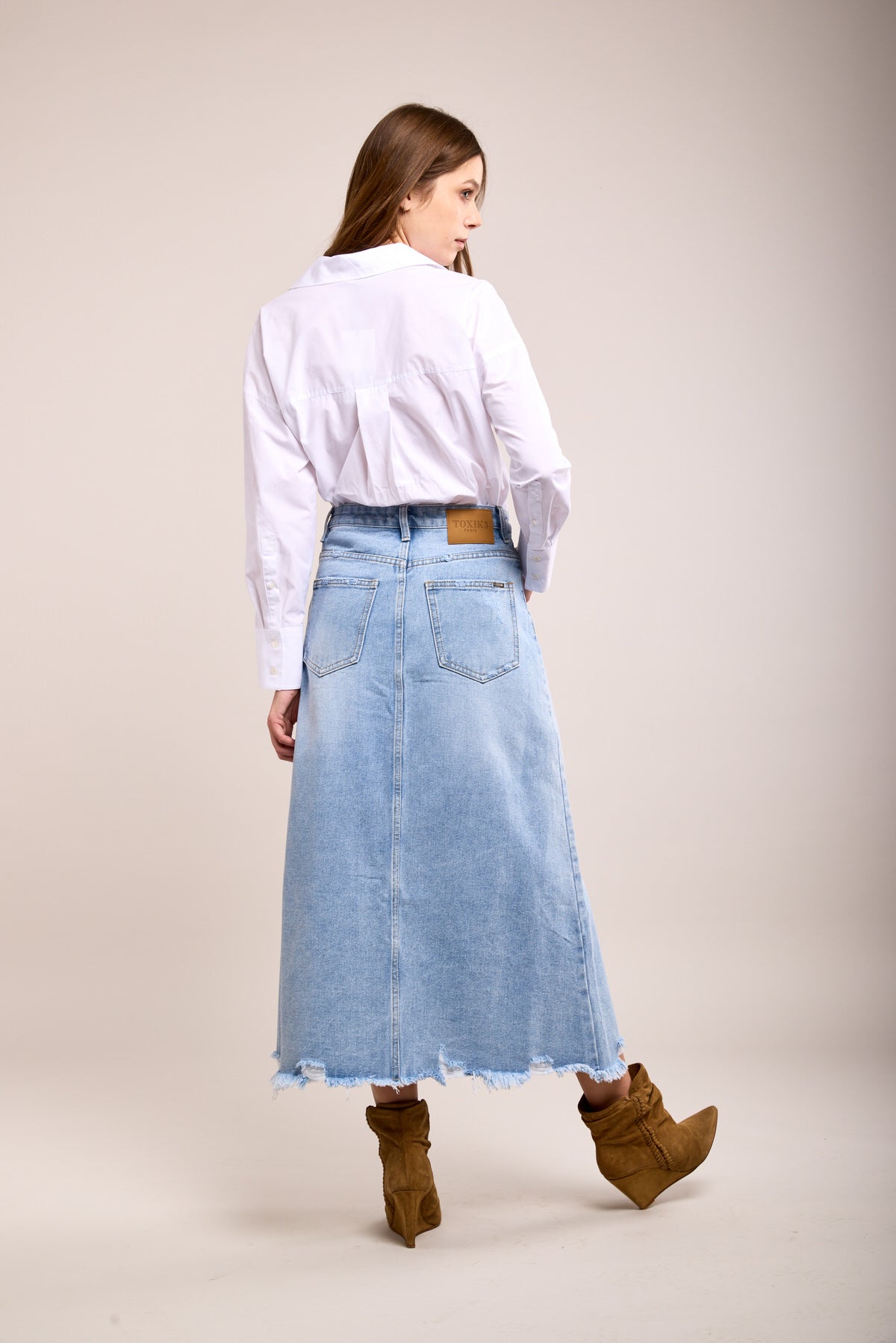 Lange split denim rok - erine