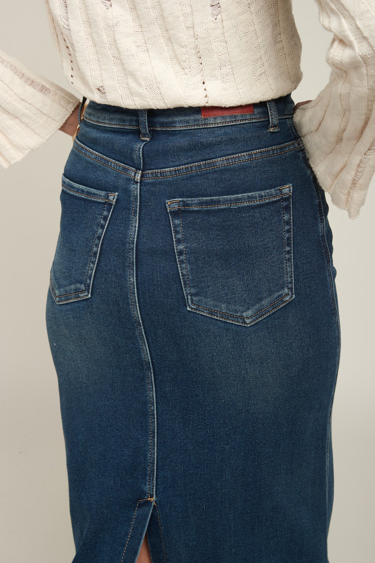 High waist straight denim skirt - Orel