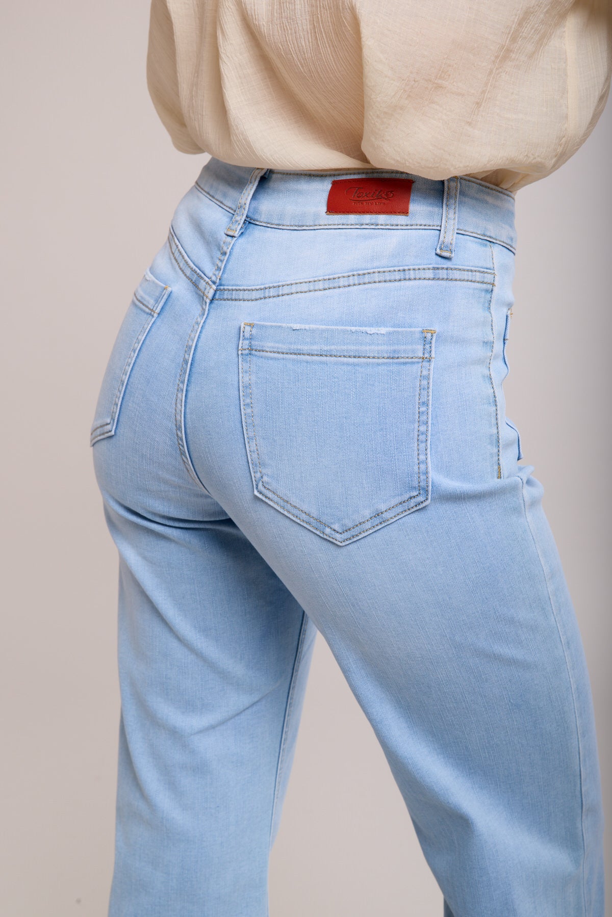 Jeans Size High flared pocket Plated - Carry