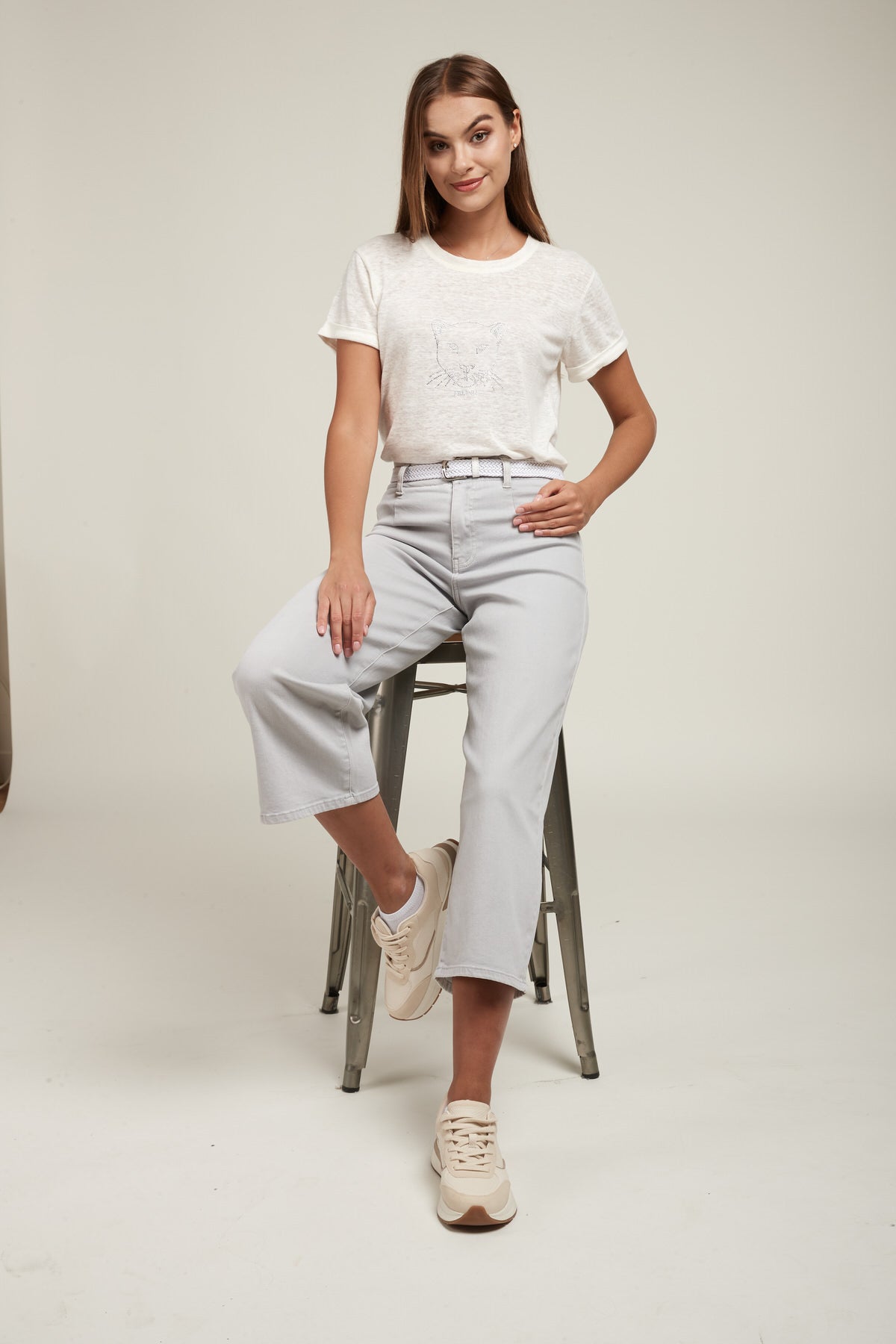 Crop jeans with belt - Lotus