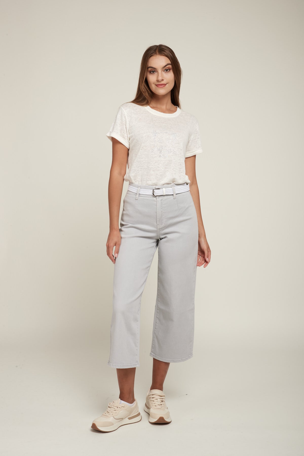 Crop jeans with belt - Lotus