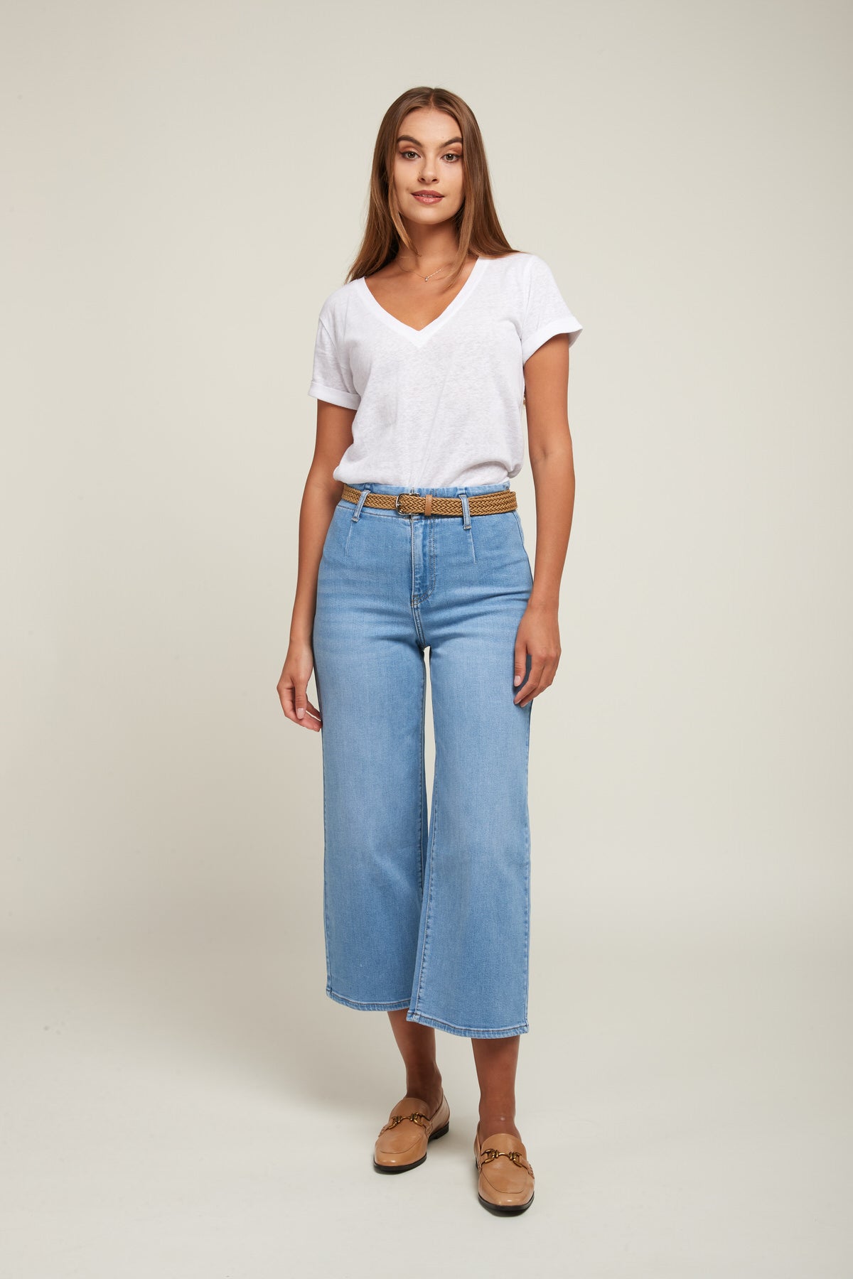 Crop jeans with belt - Lotus