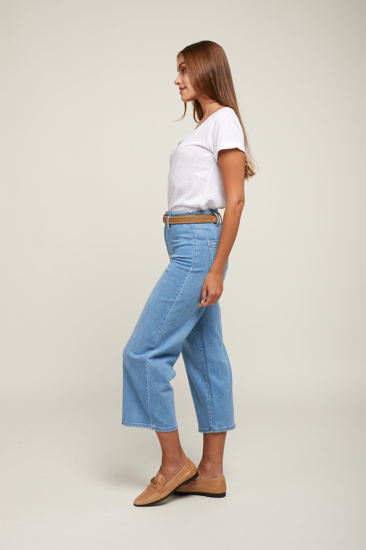 Crop jeans with belt - Lotus