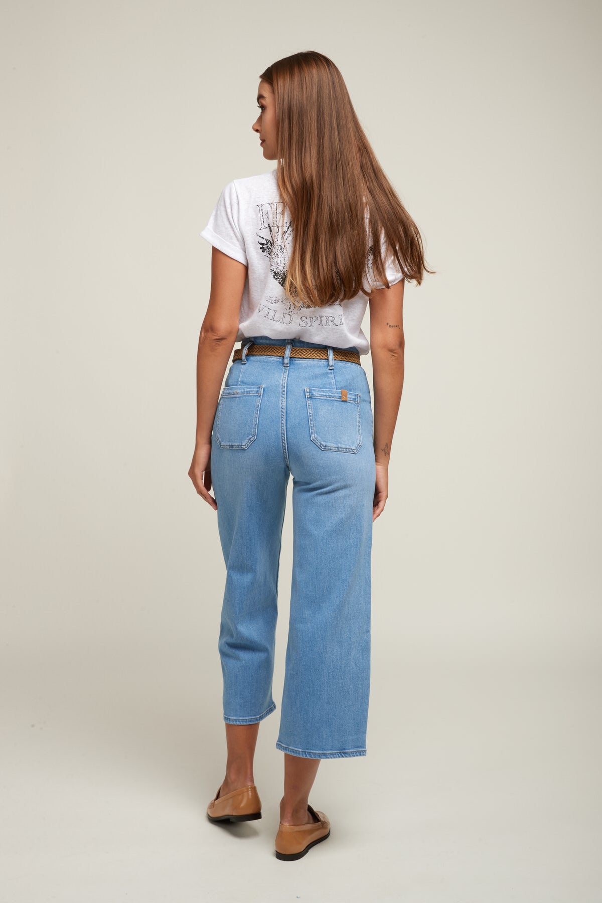 Crop jeans with belt - Lotus