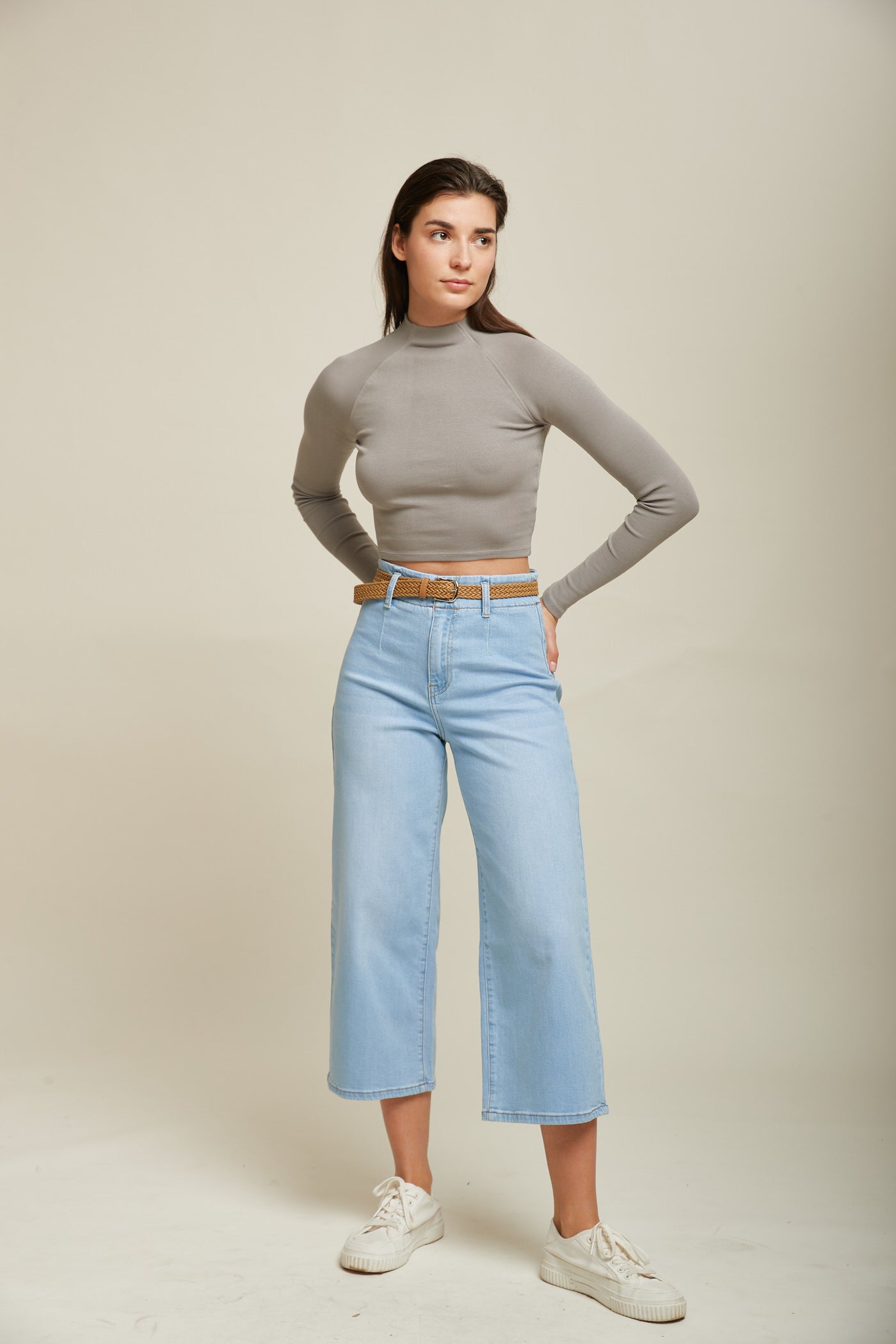 Jean cropped à ceinture - Lotus