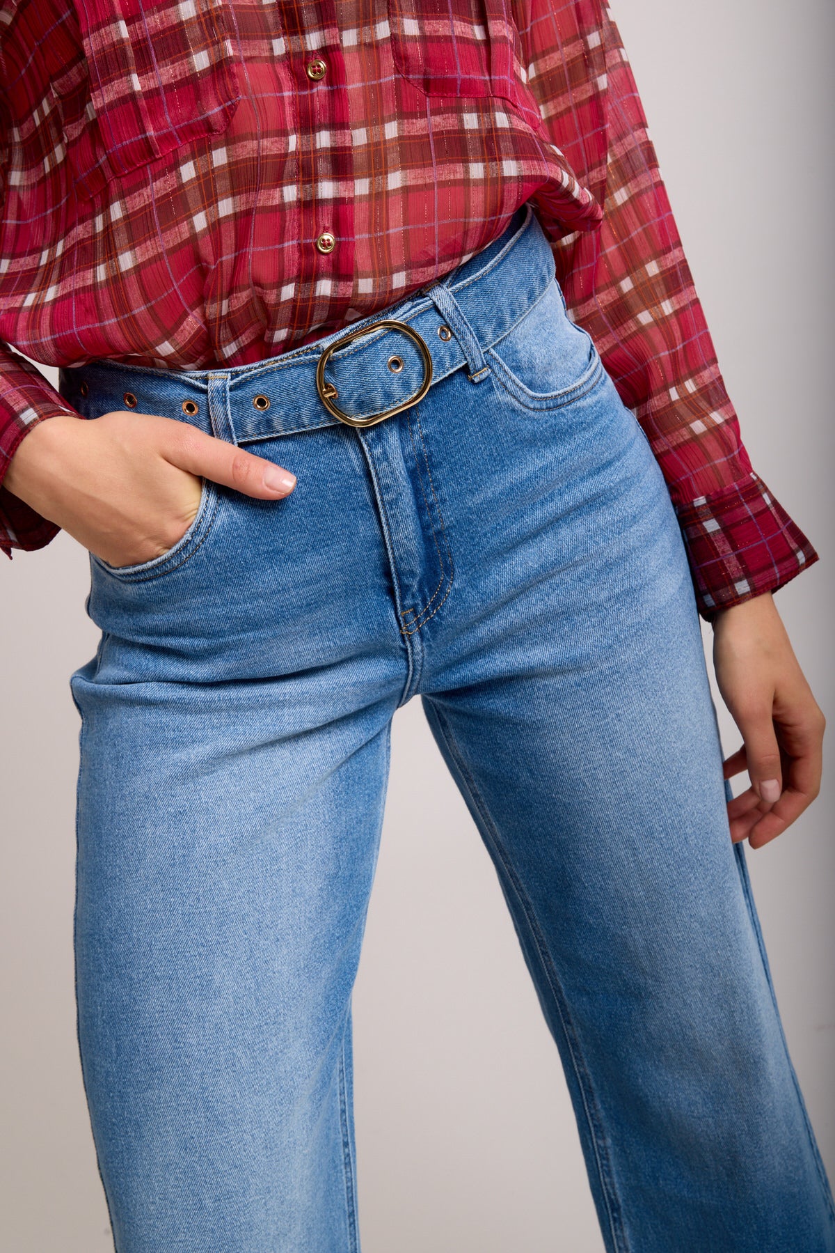 Short flared belt jean - Louna