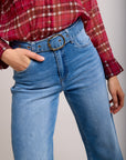 Short flared belt jean - Louna