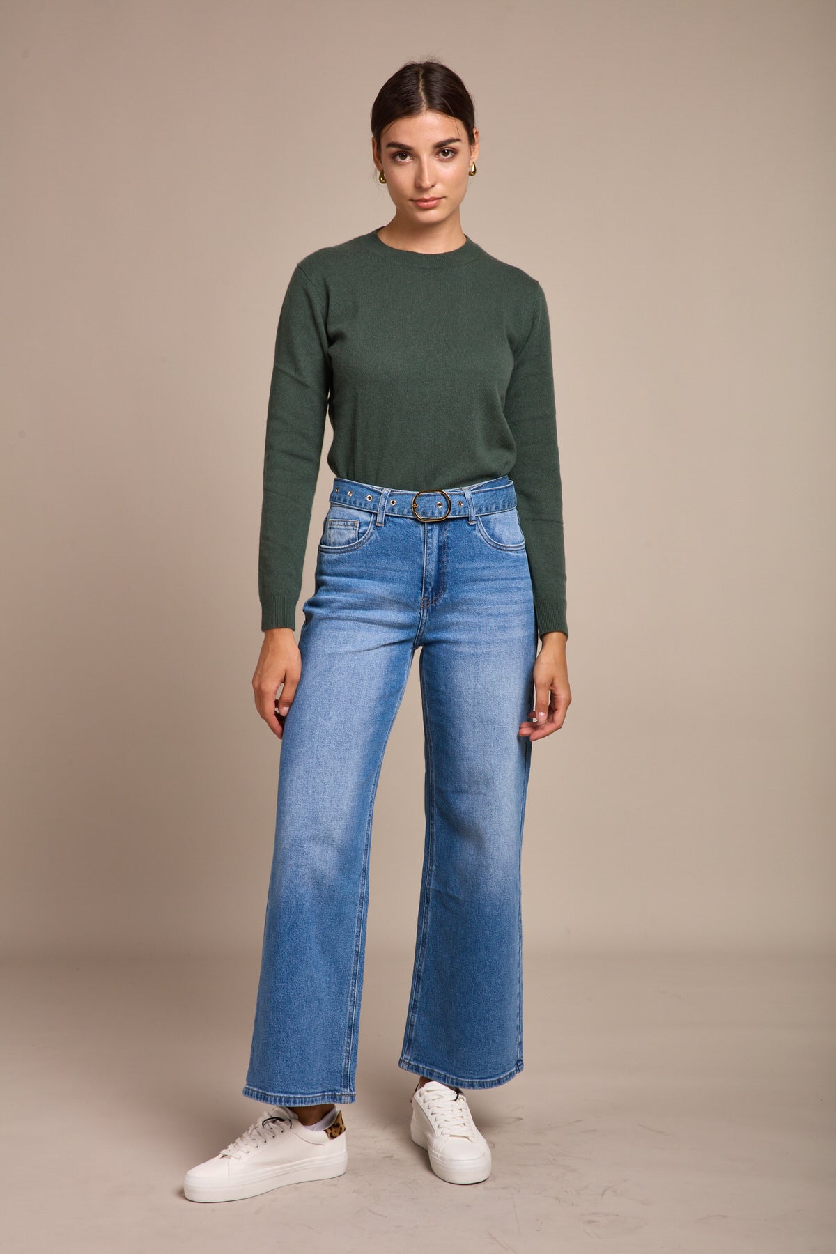 Short flared belt jean - Louna