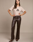 Pantalon noir simili droit - Arvey