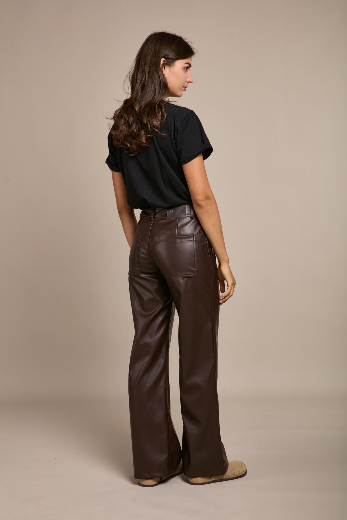 Pantalon droit en simili mate - Noemie