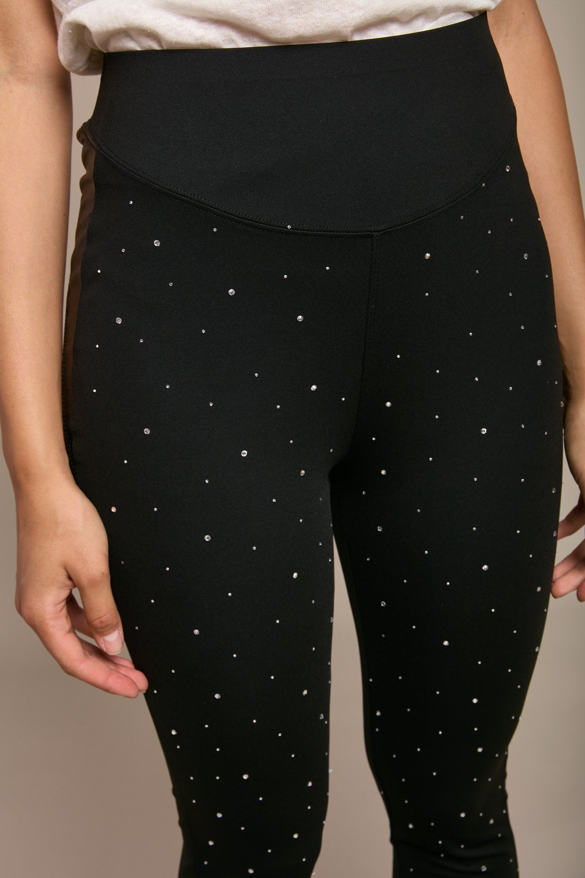 Black Rhinestone Leggings - Elly