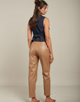 Pantalon simili camel avec ceinture - Gina