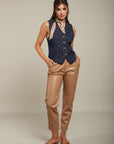 Pantalon simili camel avec ceinture - Gina