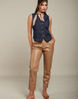 Pantalon simili camel avec ceinture - Gina