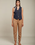 Pantalon simili camel avec ceinture - Gina