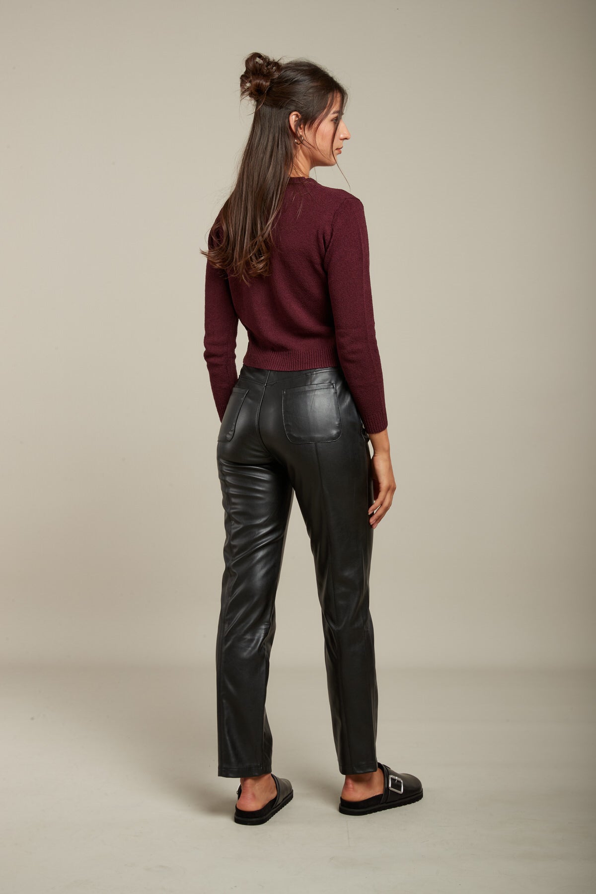 Pantalon simili droit taille haute - Yann