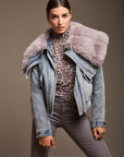 Manteau denim col fourrure - Shania