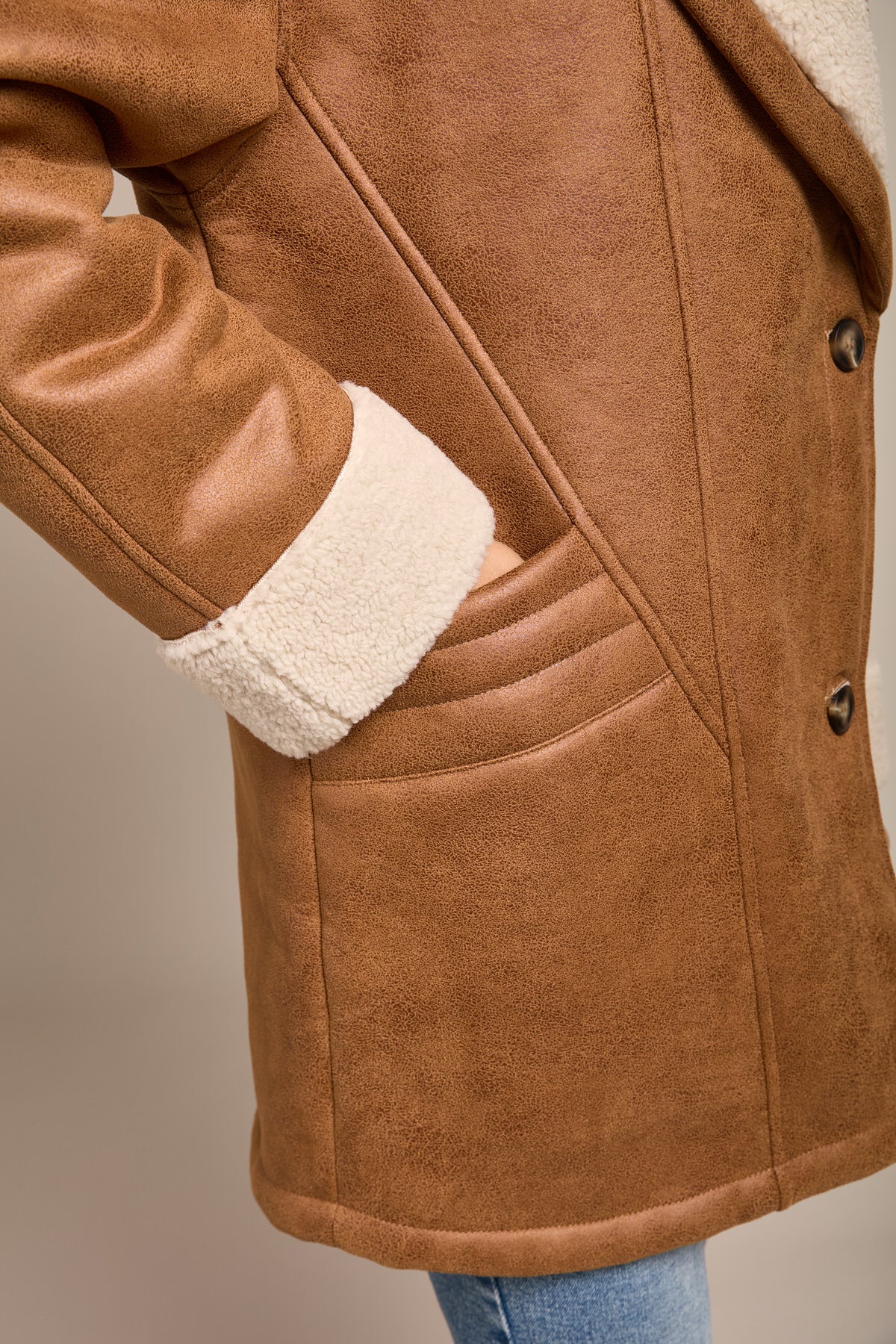 Manteau double face camel moutonné- Maud