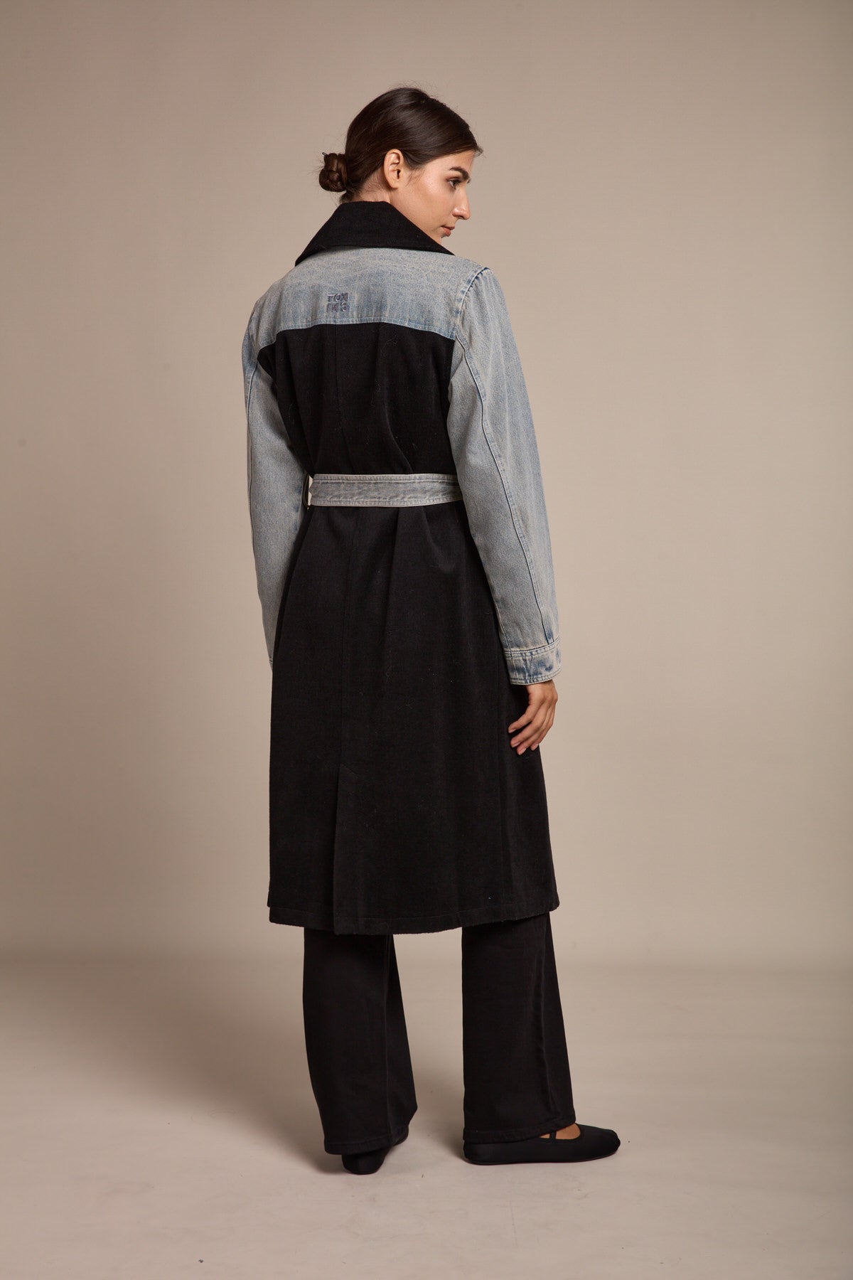 Long bi -material coat - Loren